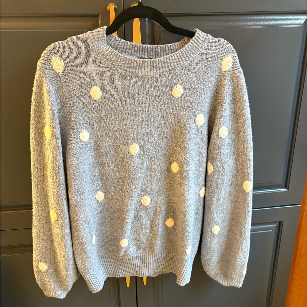 RW&CO. Blue and White Polka Dot Sweater